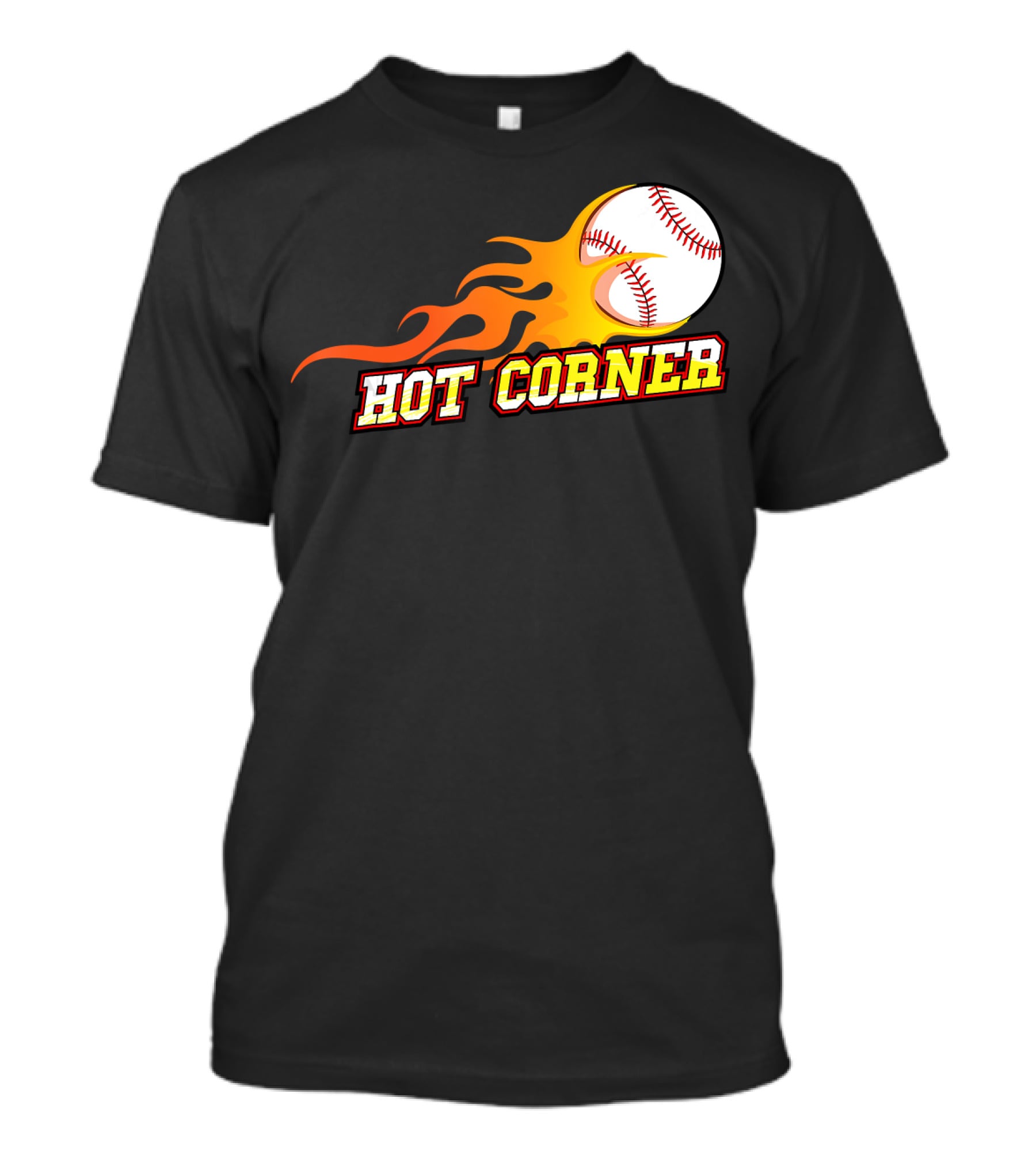 Funny Baseball Slang Hot Corner Flame Baseball T-Shirt