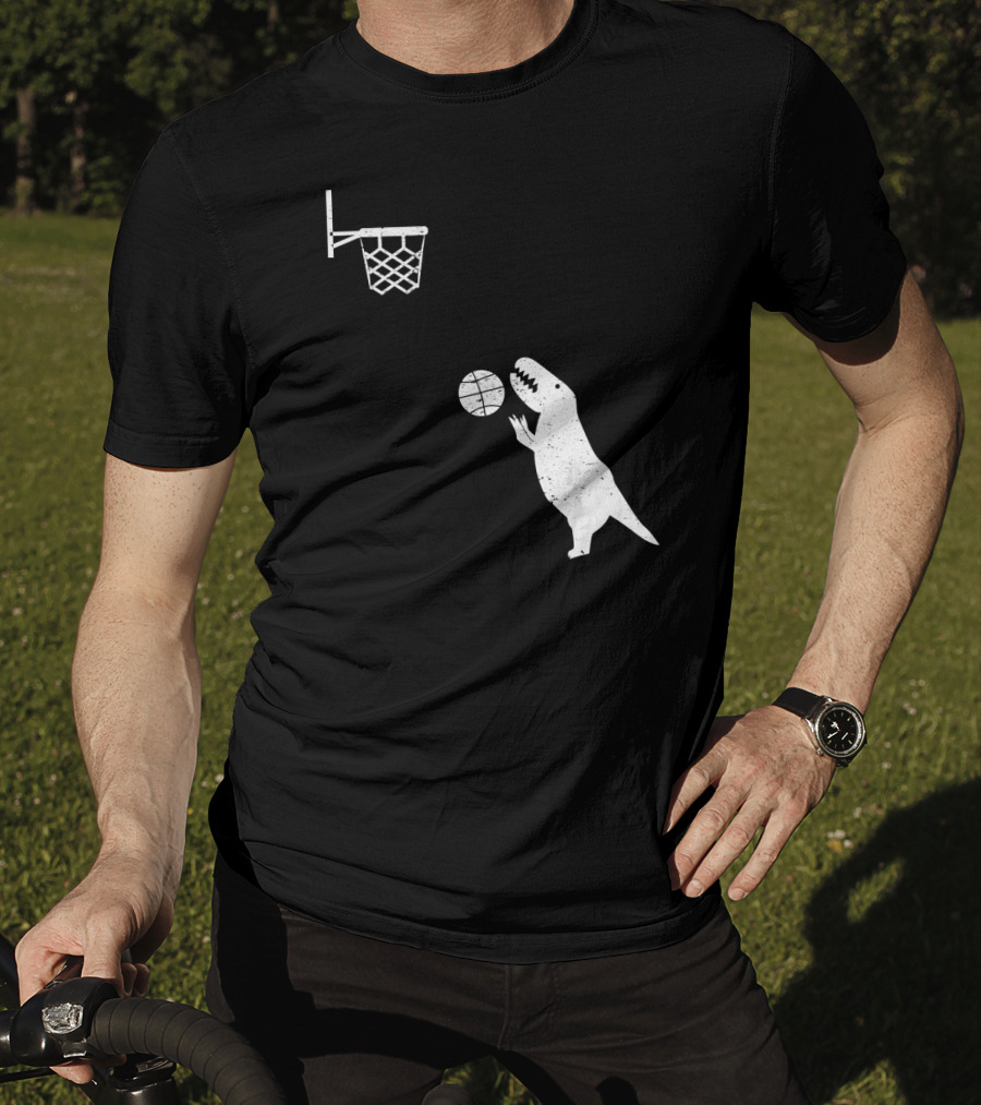 Funny Basketball Dinosaur Rex Throwin' Slam Dunk T-Shirt