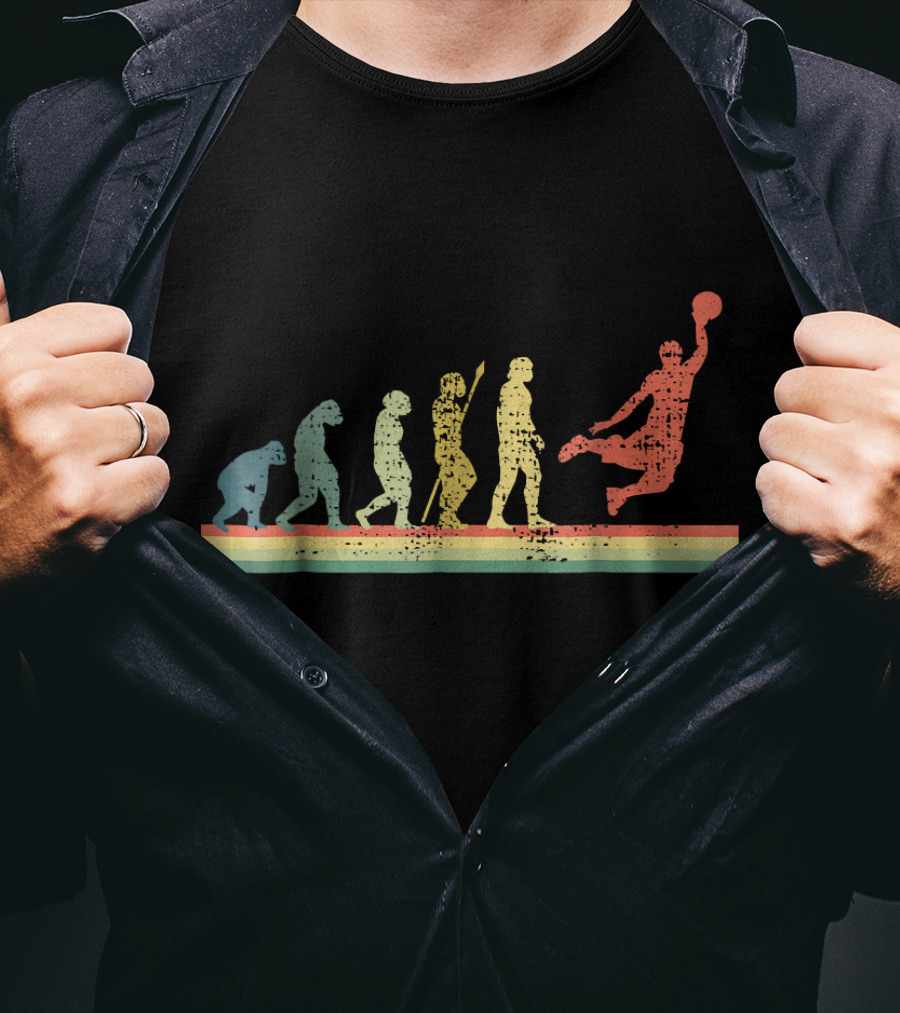 Evolution Of Basketball Player Silhouette Path T-Shirt