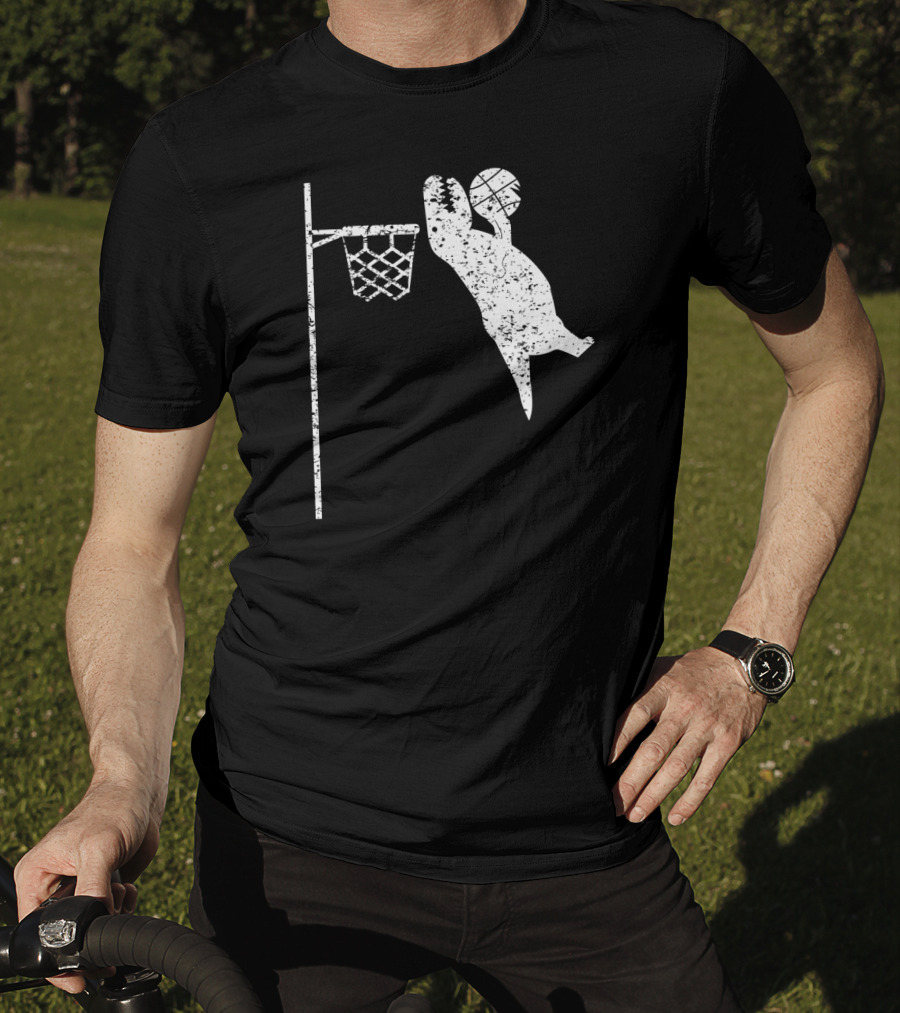 Jumping Tyrannosaurus Rex Dunks Basketball Hoop T-Shirt