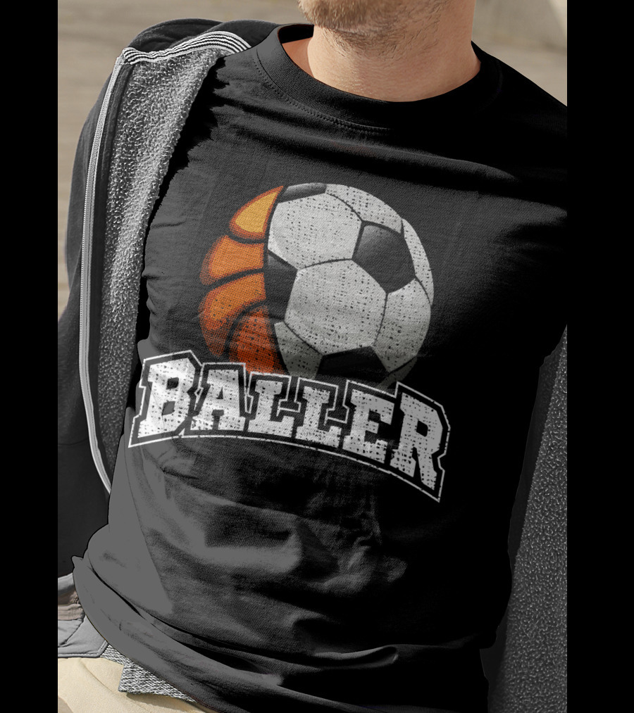 Baller Funny Basketball Soccer Player Fusion T-Shirt