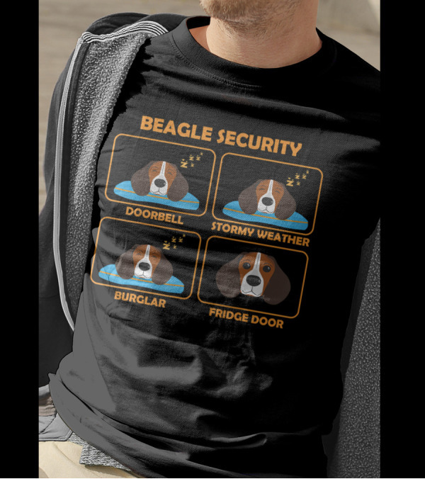 Beagle Security Doorbell Stormy Weather Burglar Fridge Door T-Shirt