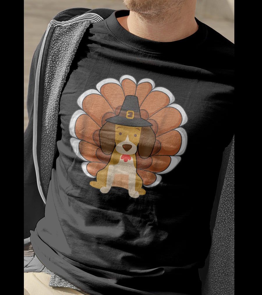 Funny Beagle Turkey Thanksgiving Hat Humor T-Shirt