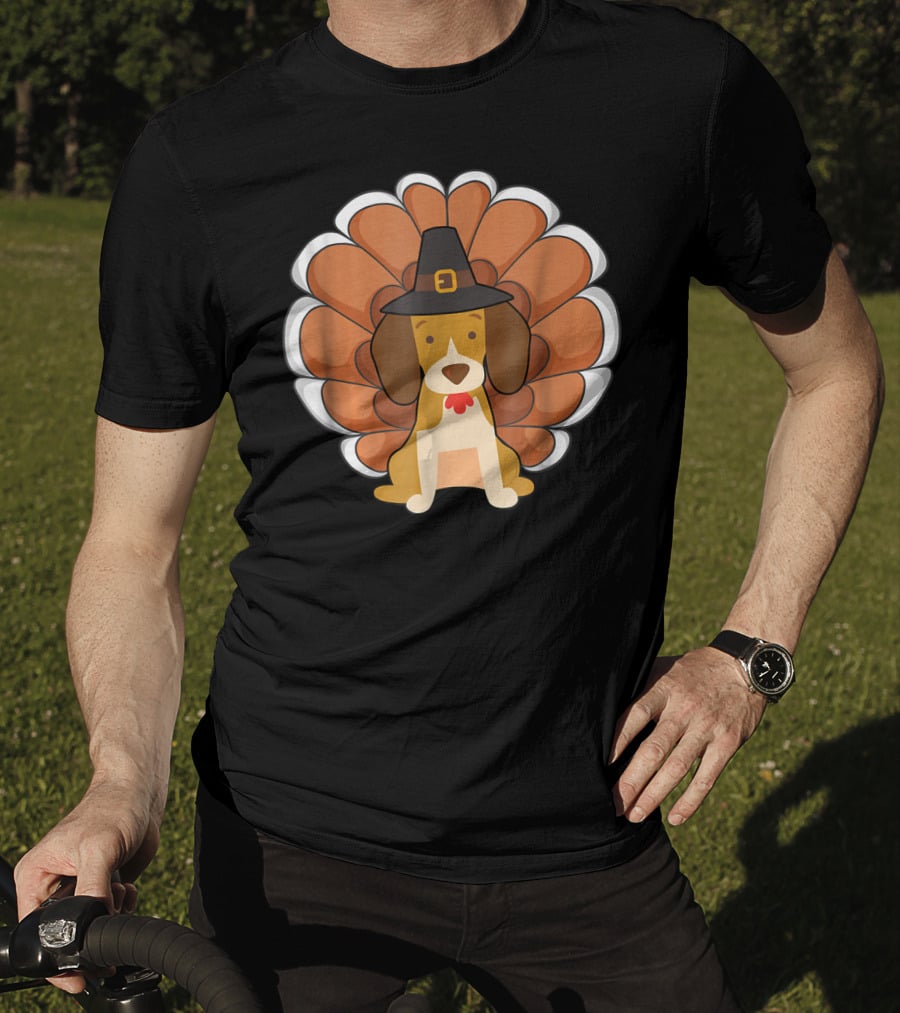 Funny Beagle Turkey Thanksgiving Hat Humor T-Shirt