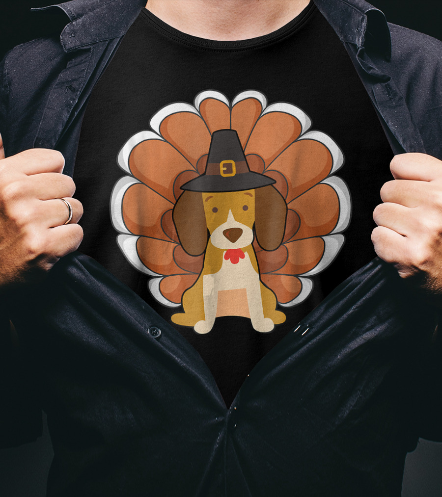 Funny Beagle Turkey Thanksgiving Hat Humor T-Shirt
