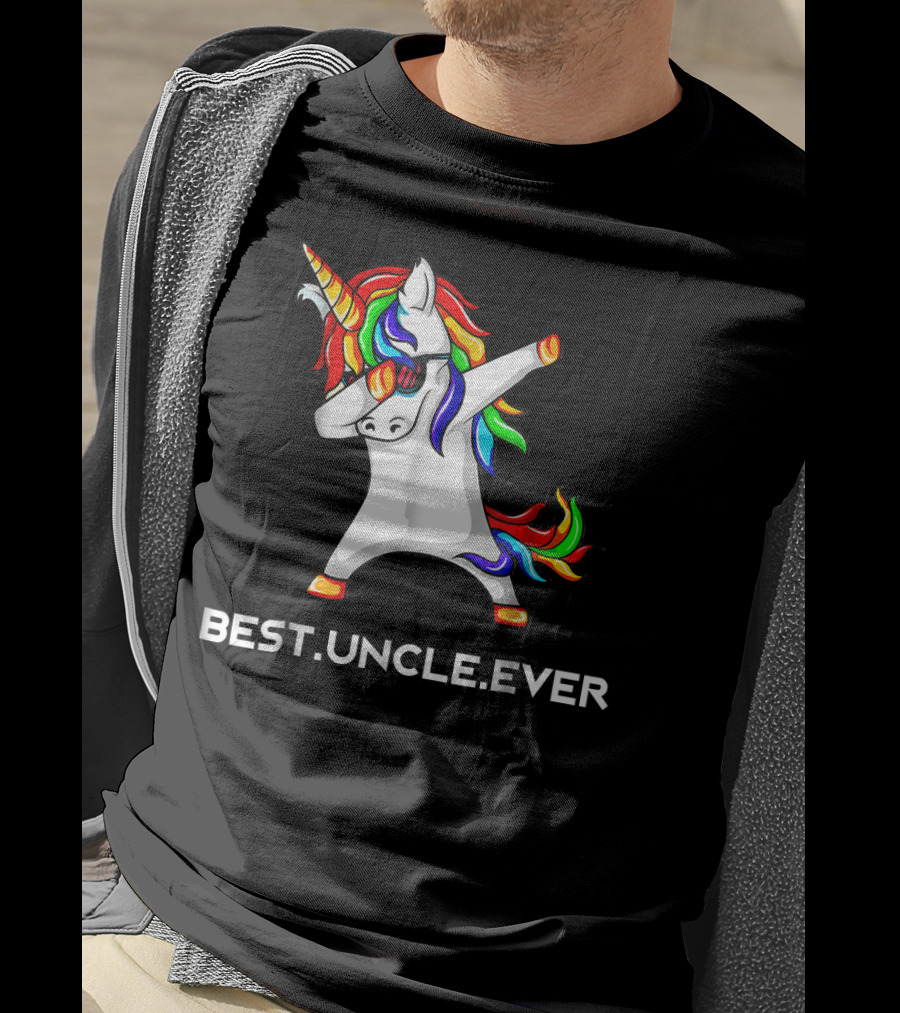 Best Uncle Ever Rainbow Dabbing Unicorn T-Shirt
