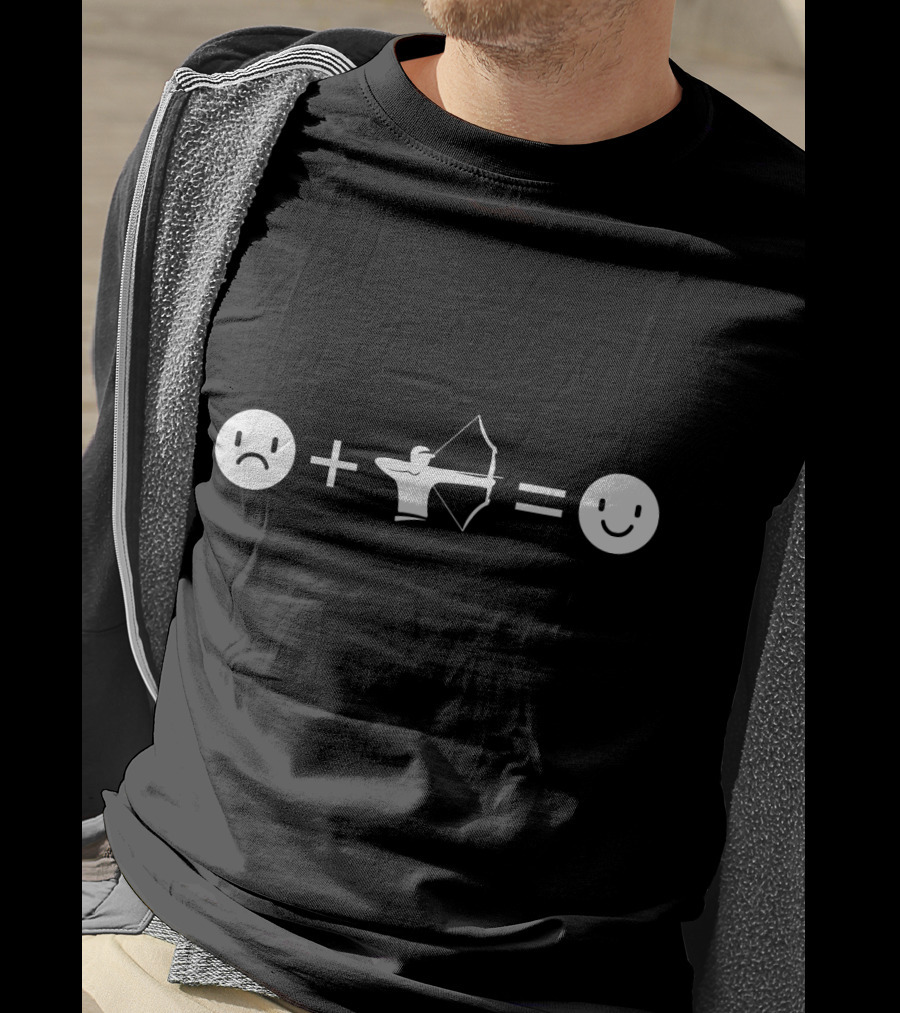 Funny Bow Hunting Archery Equation Emoji T-Shirt