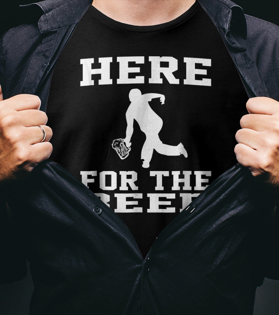 Here For The Beer Funny Bowling Drinking T-Shirt