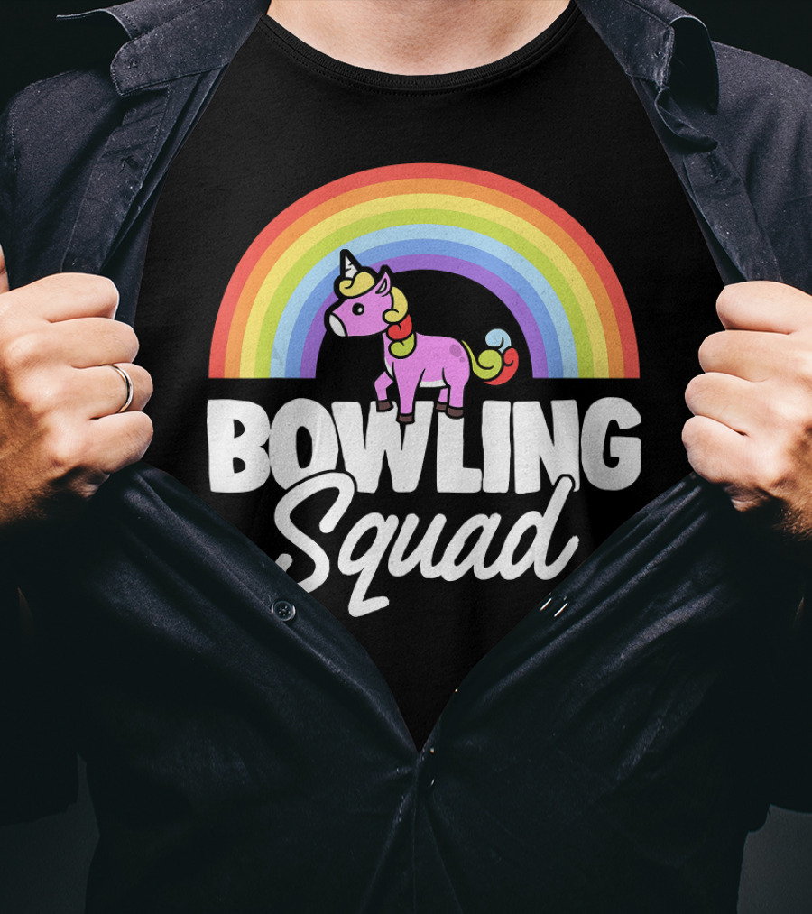 Bowling Squad Funny Unicorn Rainbow T-Shirt