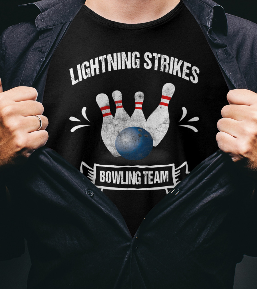 Lightning Strikes Bowling Team T-Shirt