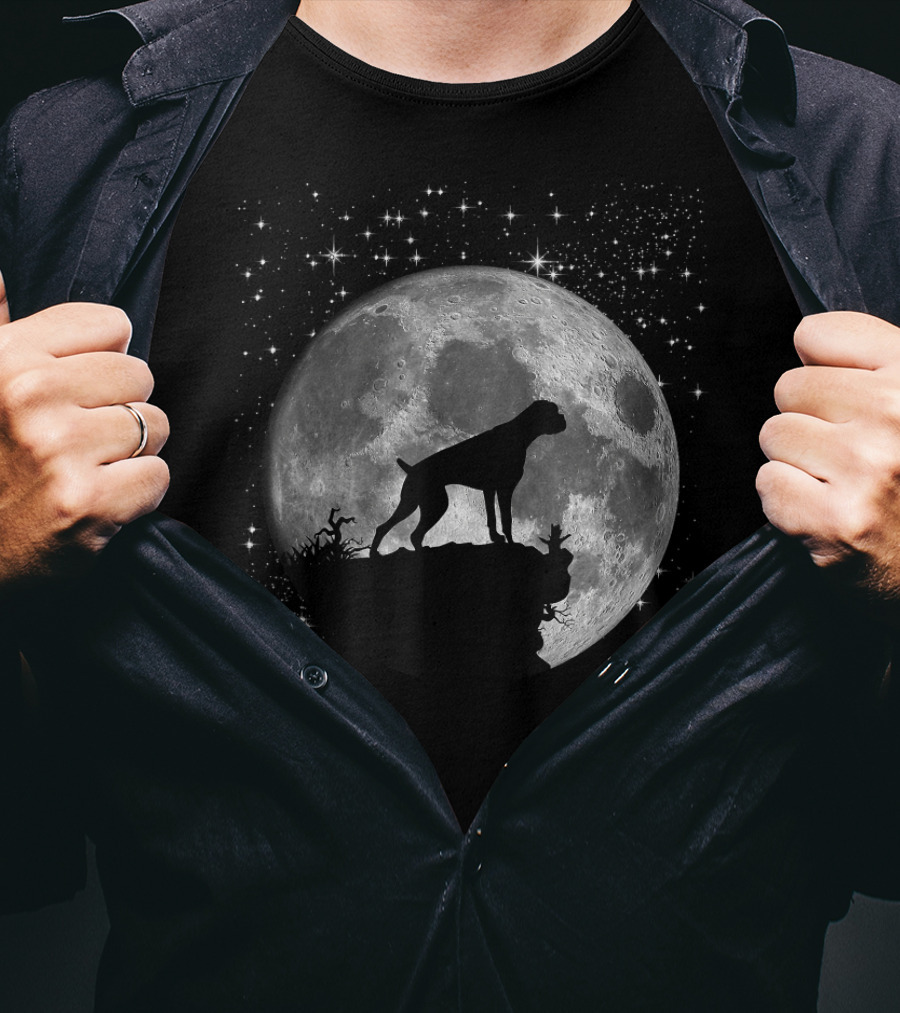 Funny Boxer Dog Mom Astronaut Moon Landing Adventure T-Shirt