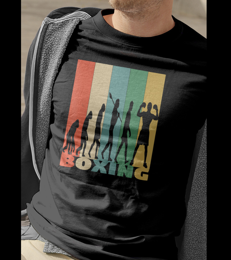 Boxing Evolution Vintage Silhouette Humor T-Shirt