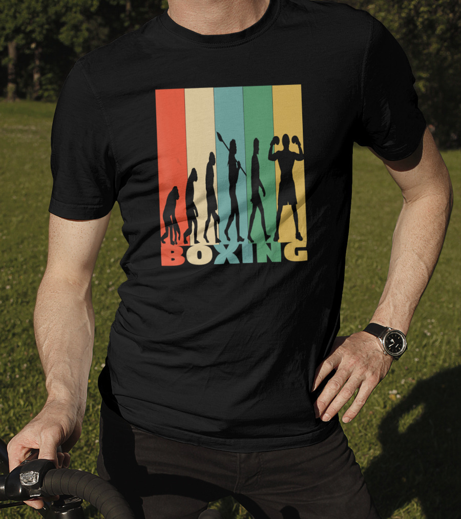 Boxing Evolution Vintage Silhouette Humor T-Shirt