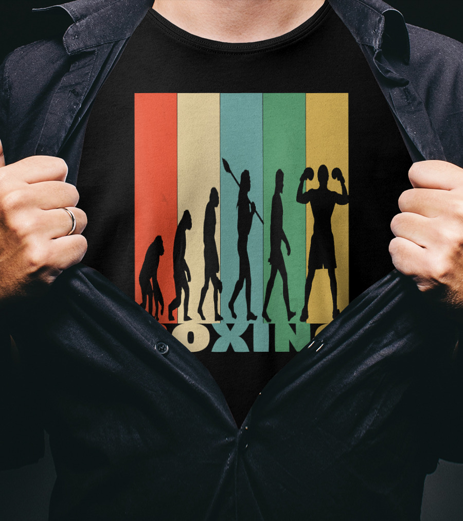 Boxing Evolution Vintage Silhouette Humor T-Shirt