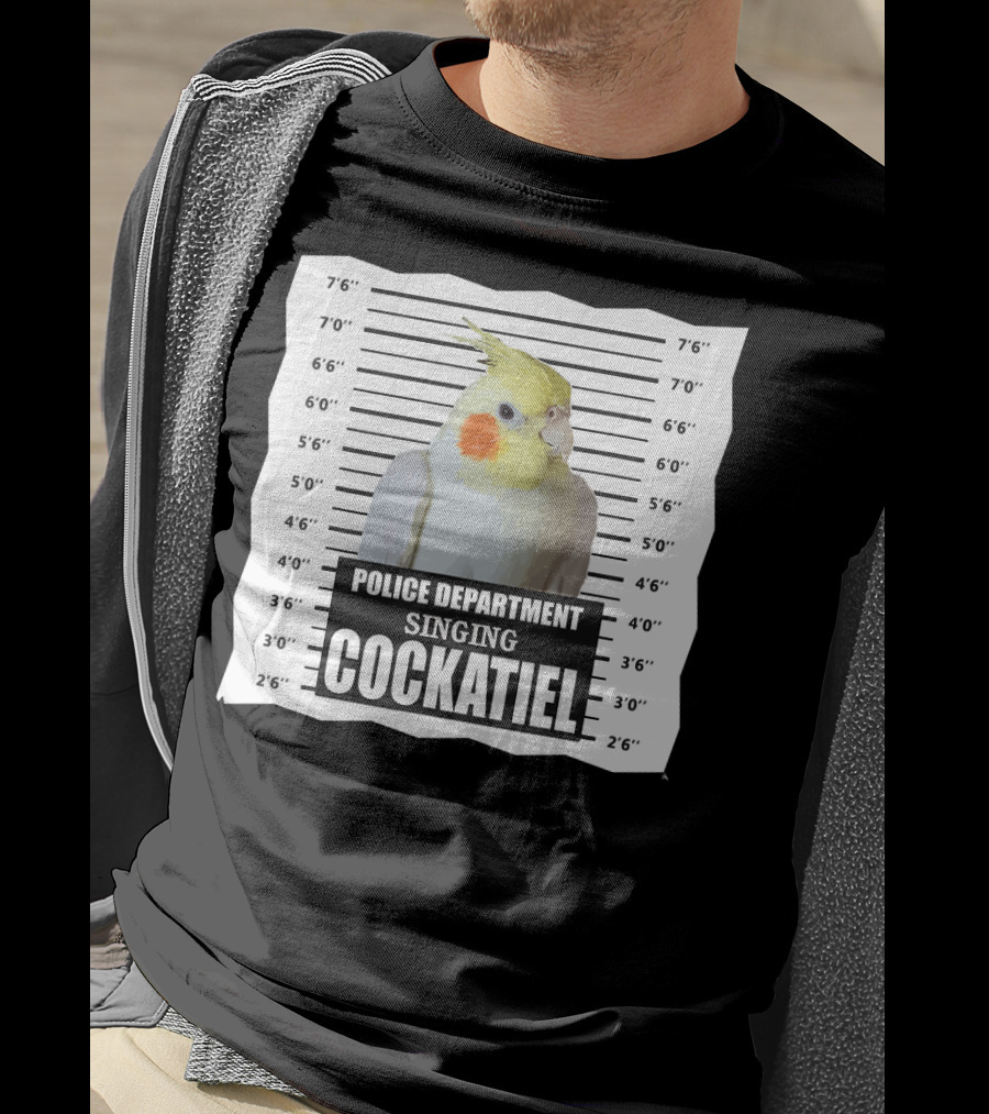 Police Department Singing Cockatiel Mugshot T-Shirt
