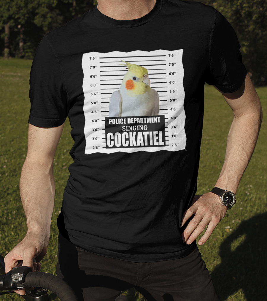 Police Department Singing Cockatiel Mugshot T-Shirt