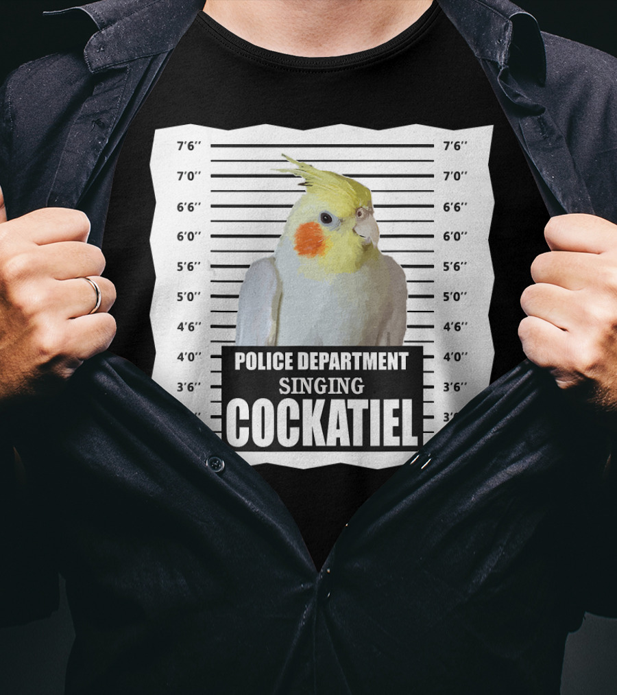 Police Department Singing Cockatiel Mugshot T-Shirt