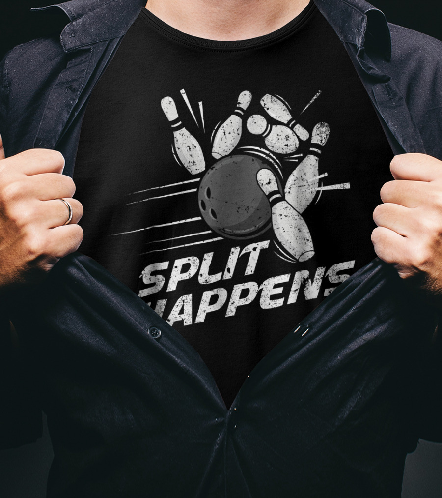 Split Happens Distressed Bowling Humor T-Shirt