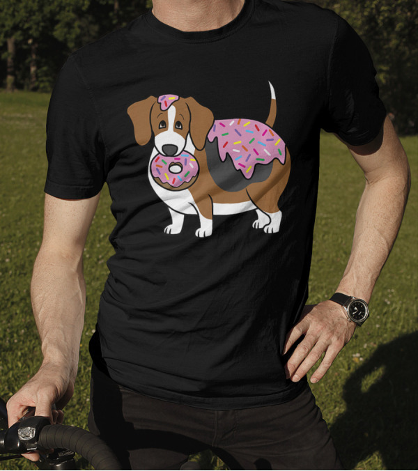 Funny Fat Beagle With Sprinkle Doughnut Sweet Treat T-Shirt