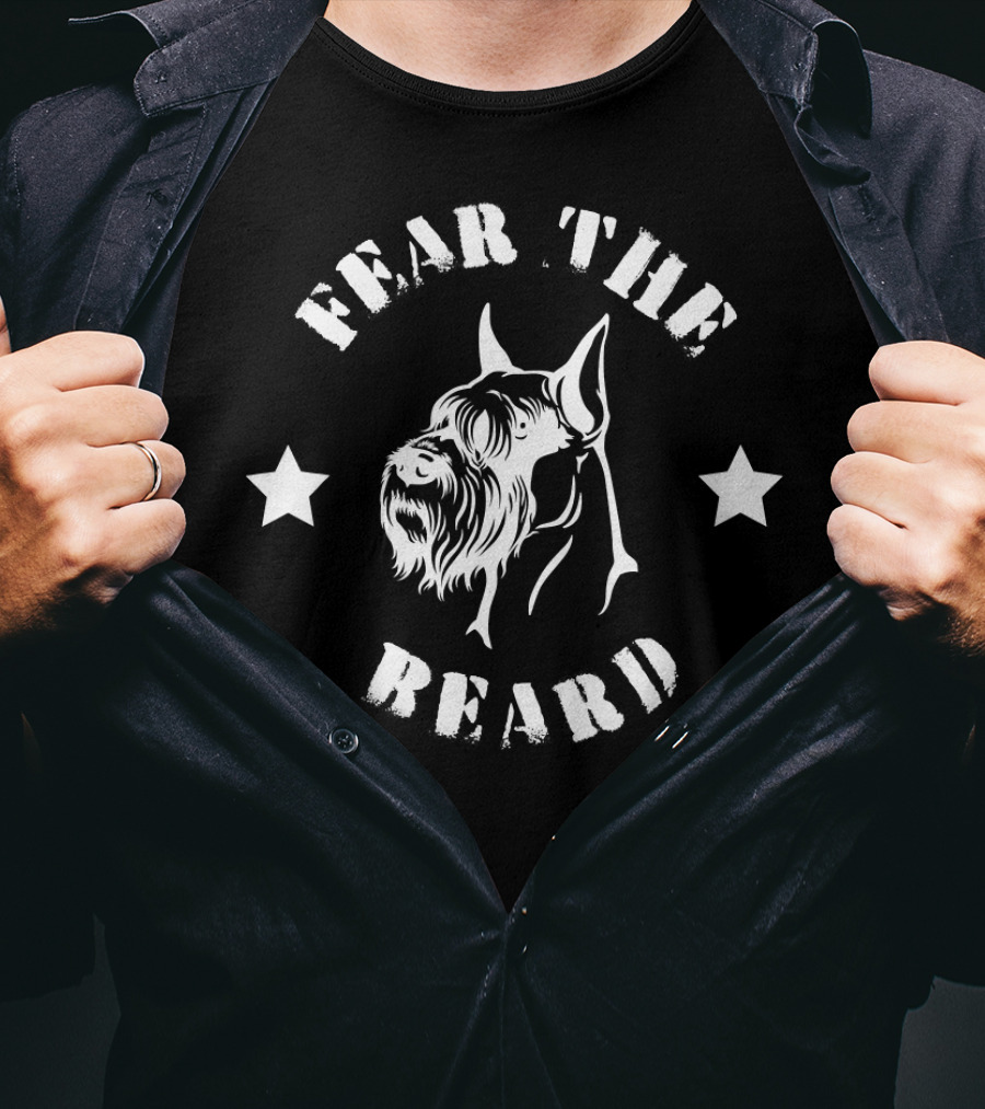 FEAR THE BEARD Schnauzer Dog With Stars T-Shirt