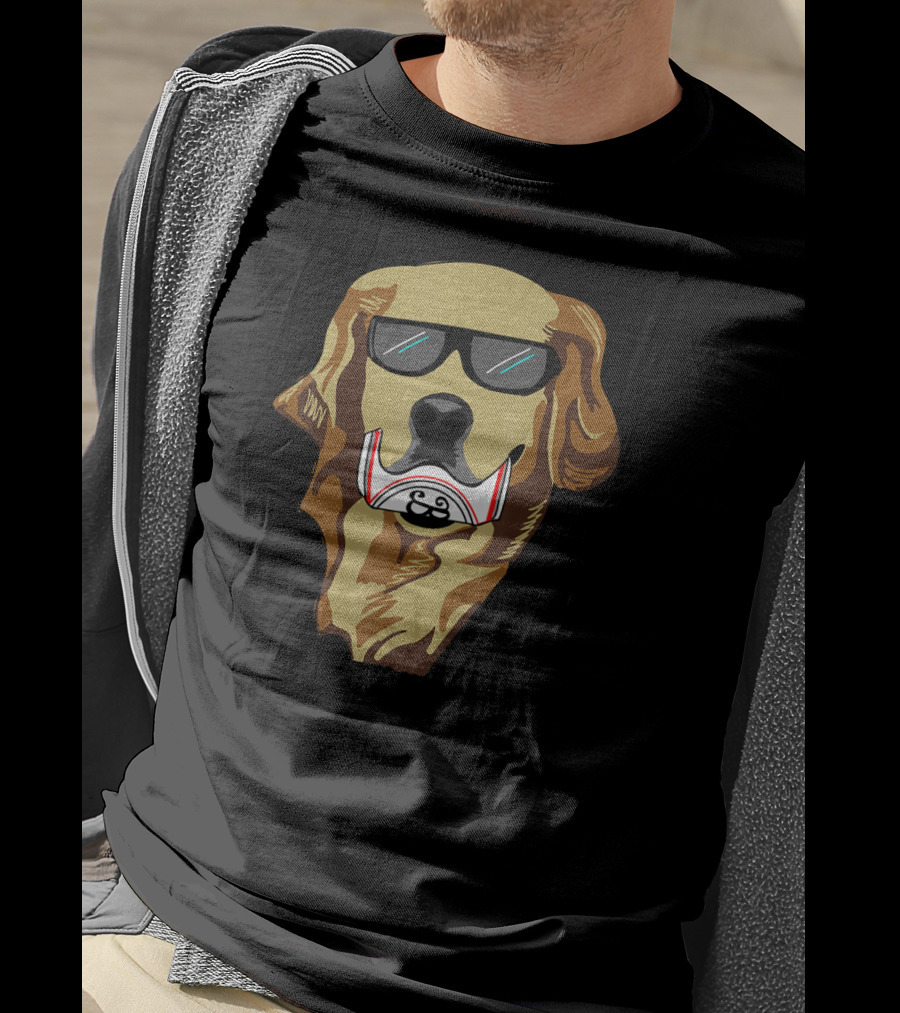Golden Retriever Wearing Sunglasses Holding Beer Can T-Shirt