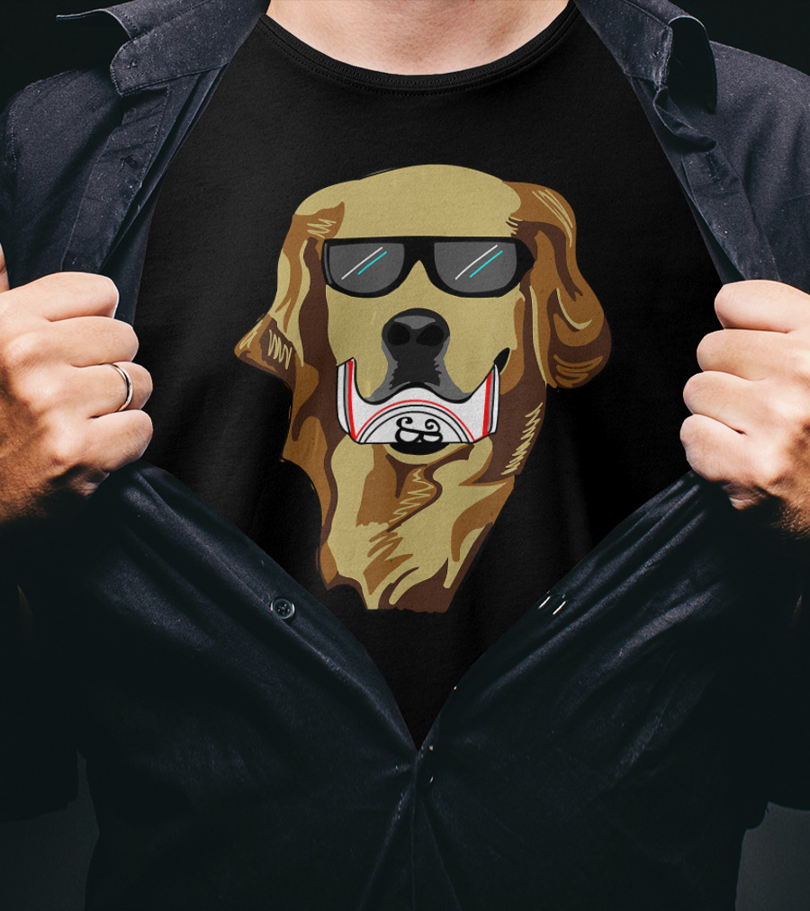 Golden Retriever Wearing Sunglasses Holding Beer Can T-Shirt