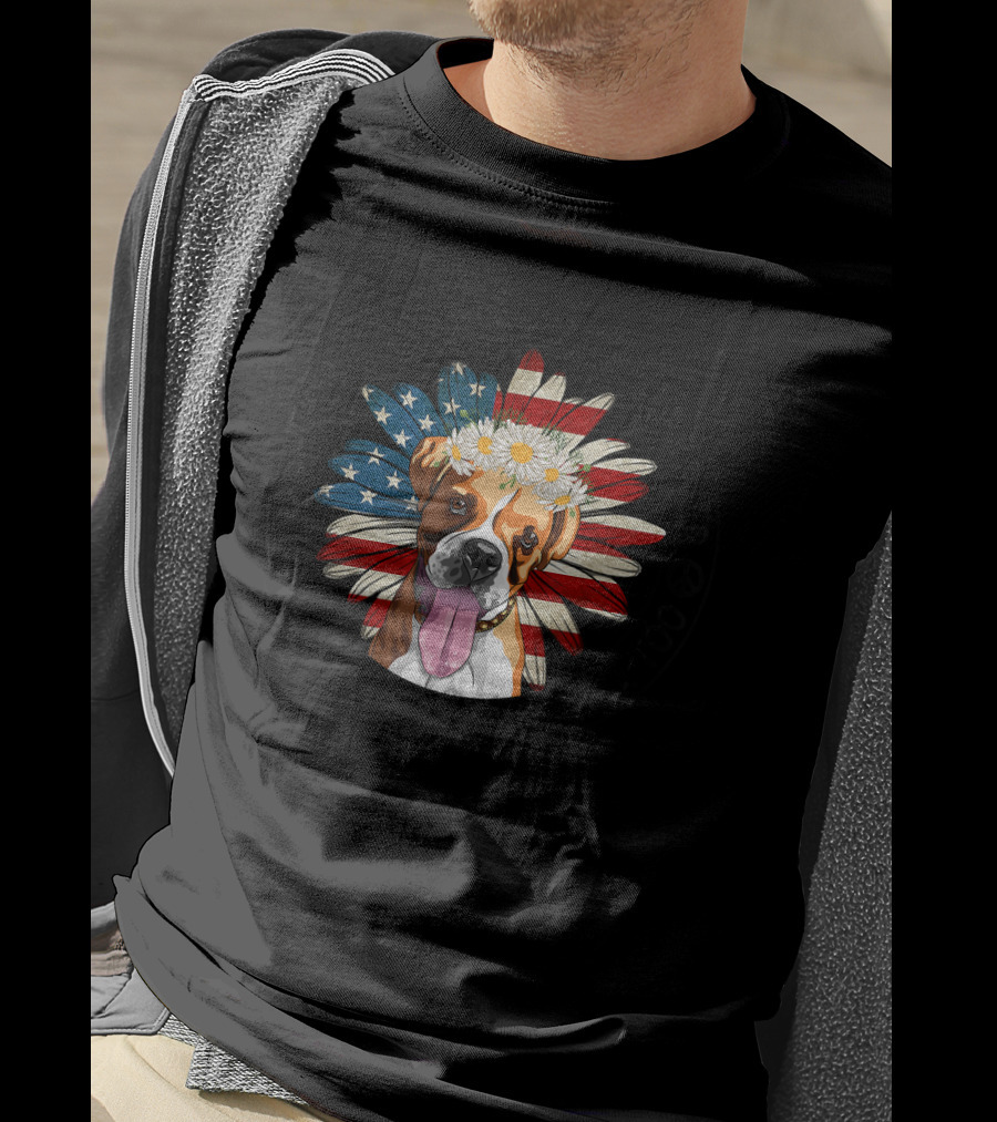 She's A Good Girl Who Loves Her Boxer Loves Jesus And America Too T-Shirt