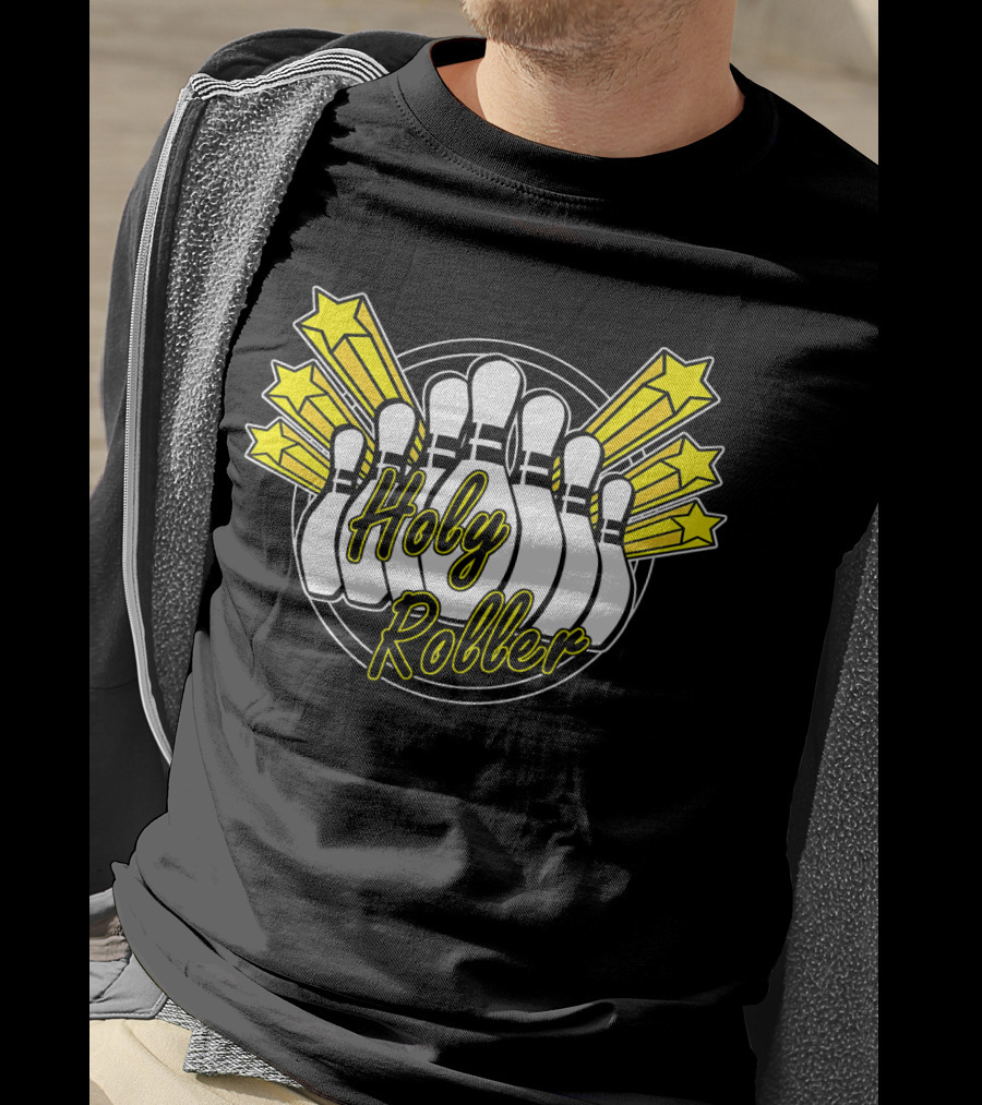 Holy Roller Bowling Pin Stars Retro Funny T-Shirt