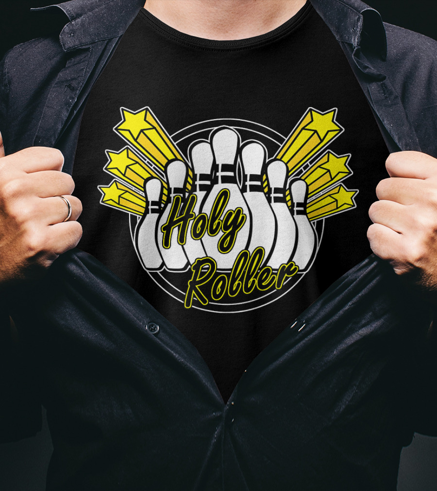 Holy Roller Bowling Pin Stars Retro Funny T-Shirt