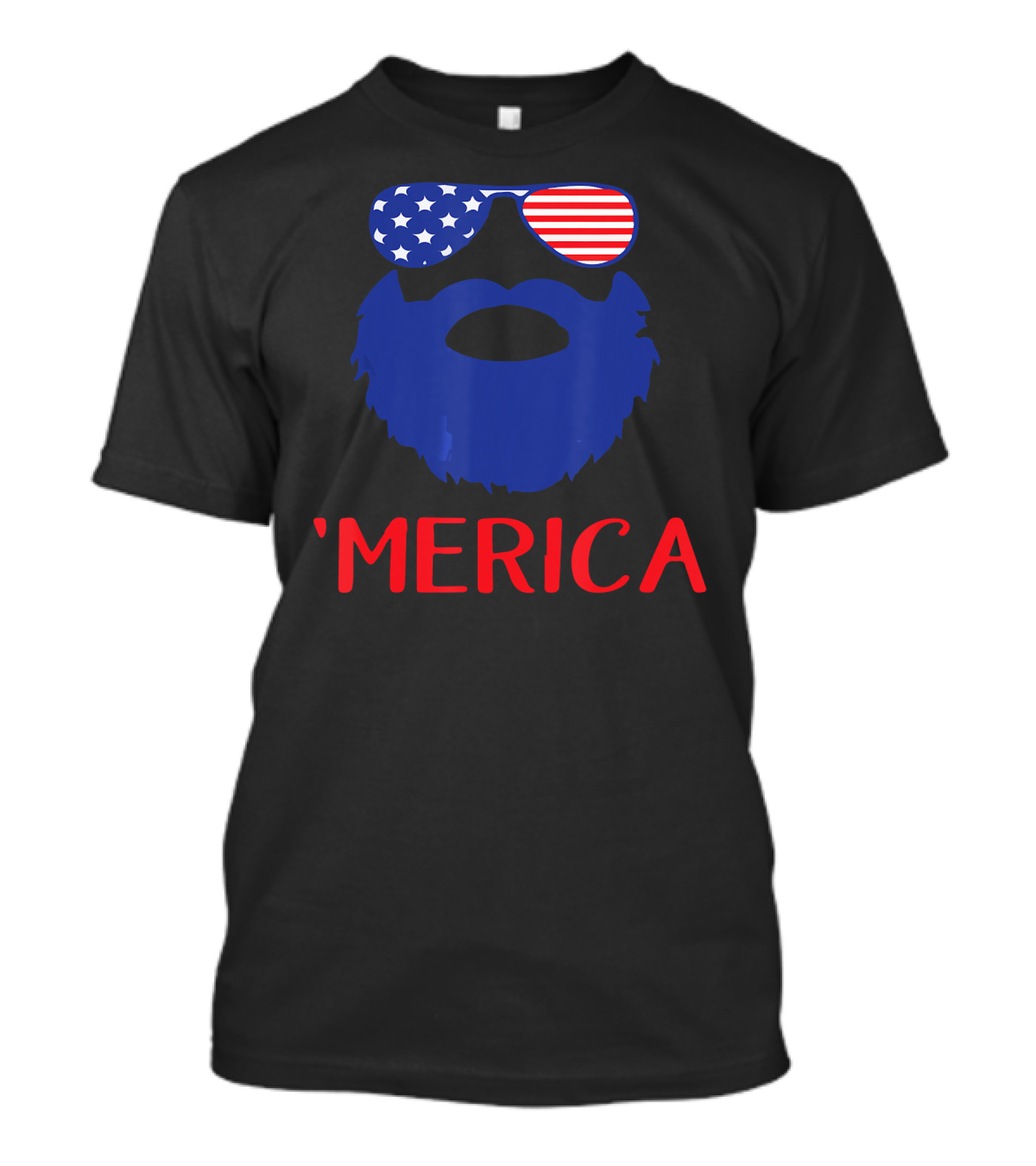 'Merica Beard With American Flag Sunglasses T-Shirt