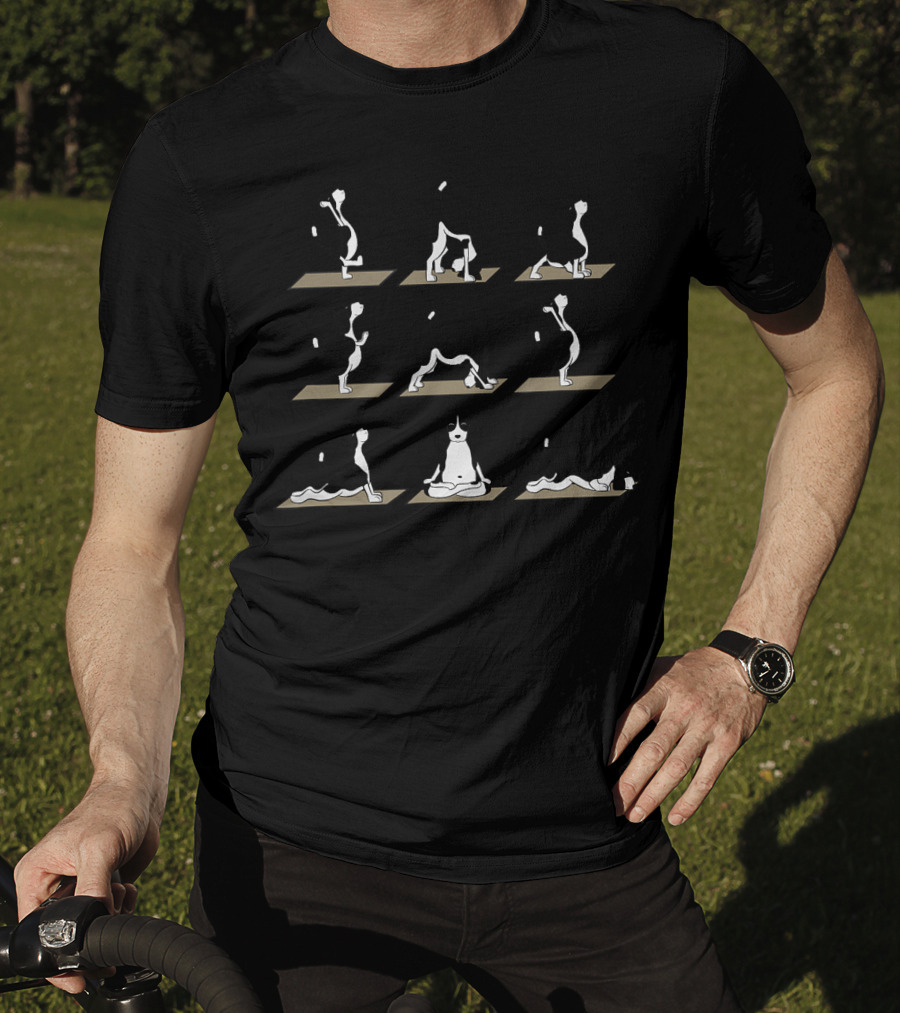 Funny Nine Dog Yoga Poses Mat Positions T-Shirt