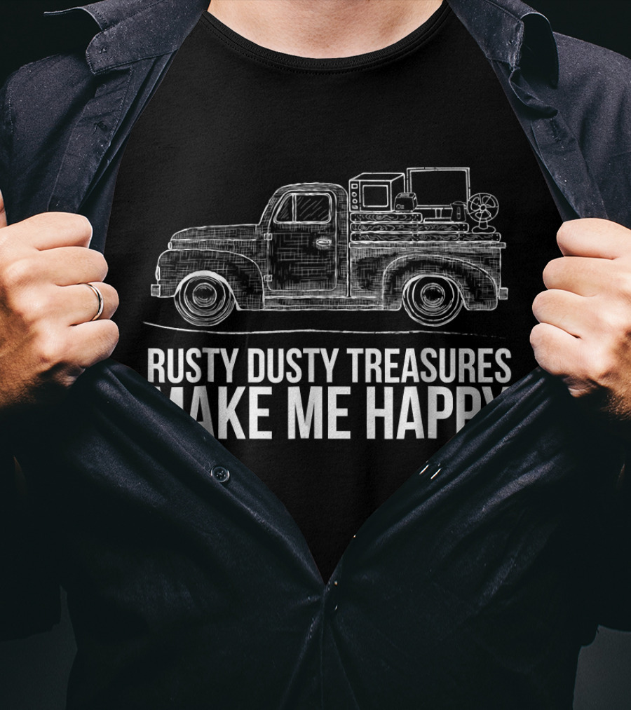 Rusty Dusty Treasures Make Me Happy Vintage Truck T-Shirt