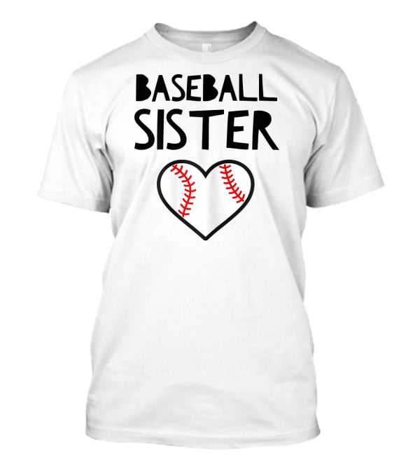 Baseball Sister Heart Baseball Stitches T-Shirt
