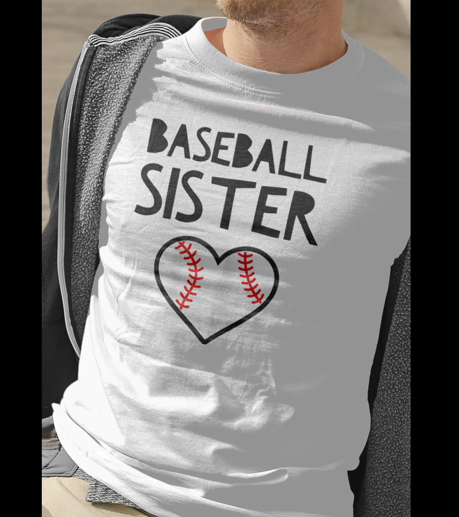 Baseball Sister Heart Baseball Stitches T-Shirt