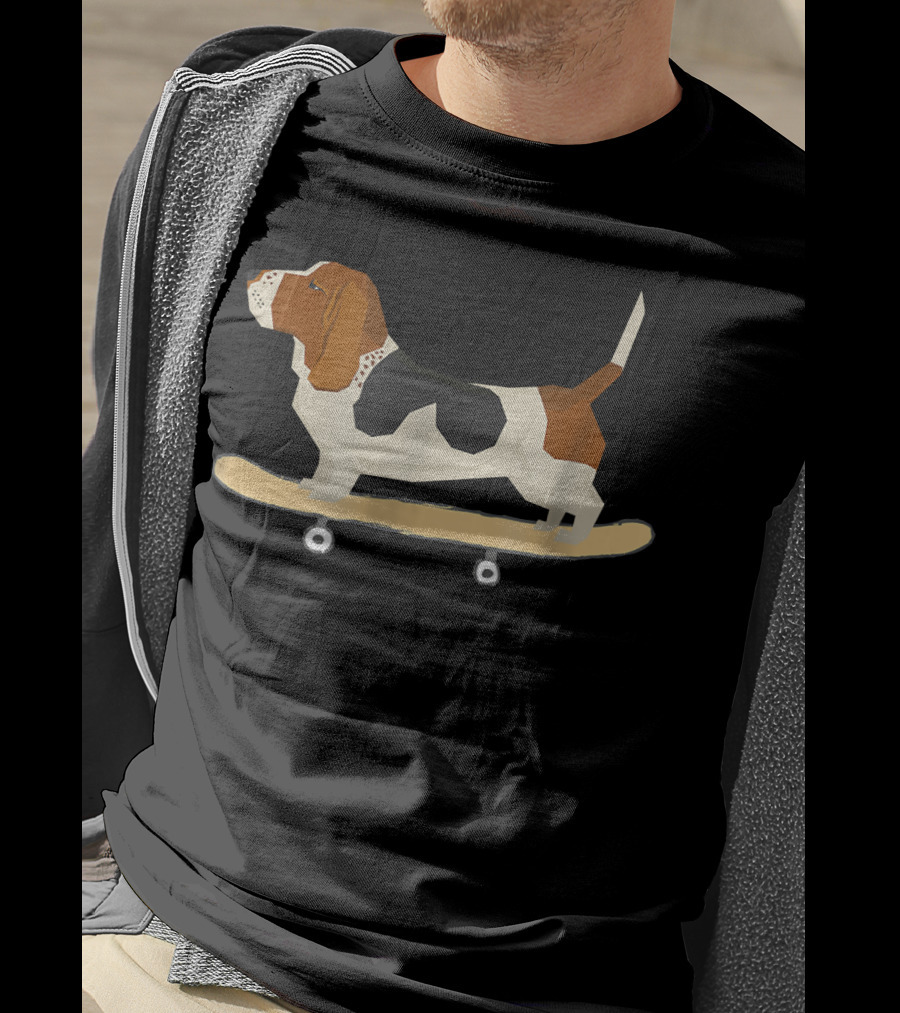 Funny Bassett Hound Skateboarding Adventure T-Shirt