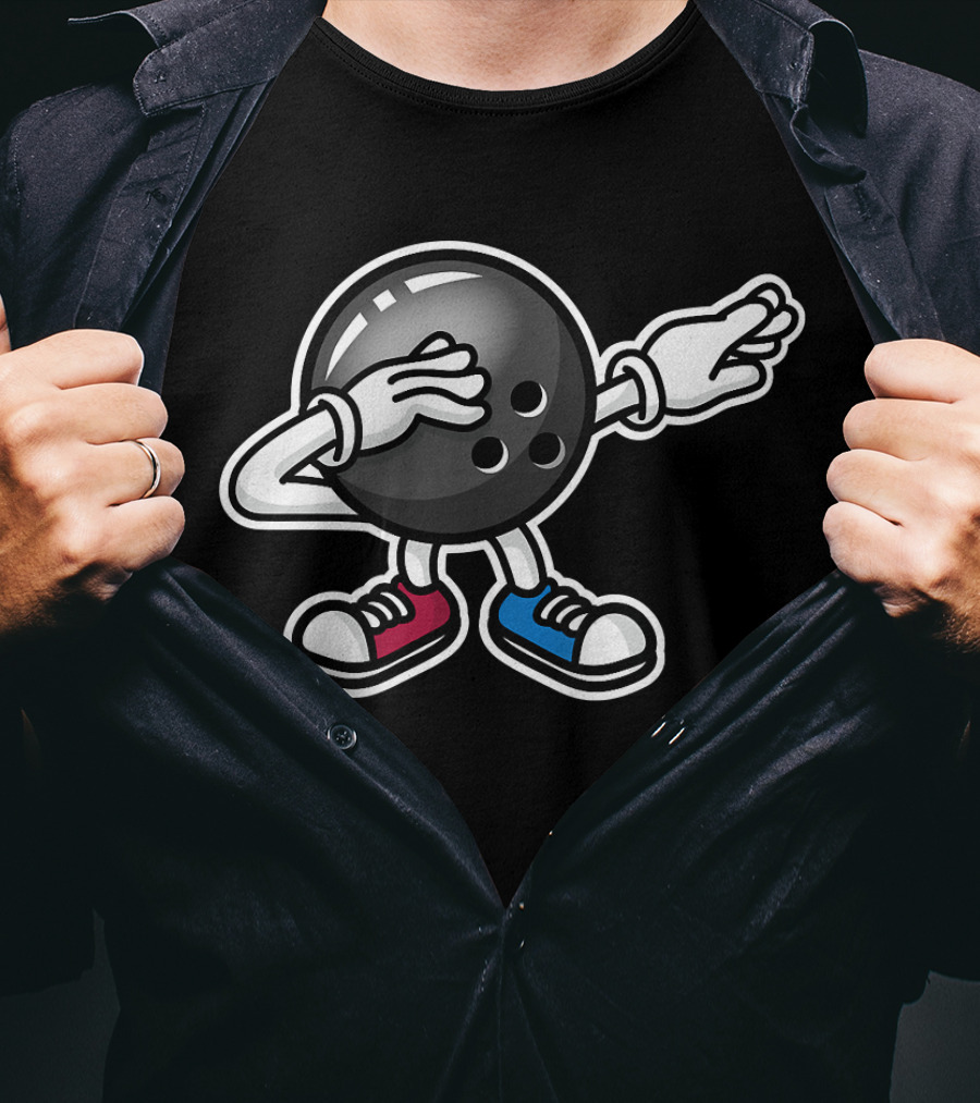 Funny The Dab Dabbing Bowling Ball Kid Bowle Sneakers T-Shirt