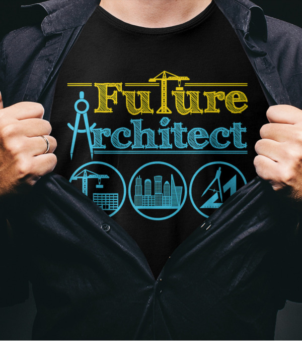 Future Architect Architecture Crane Compass Skyline Drafting T-Shirt