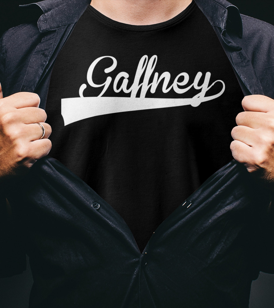 Gaffney Baseball Softball Styled Text With Curve Tail T-Shirt
