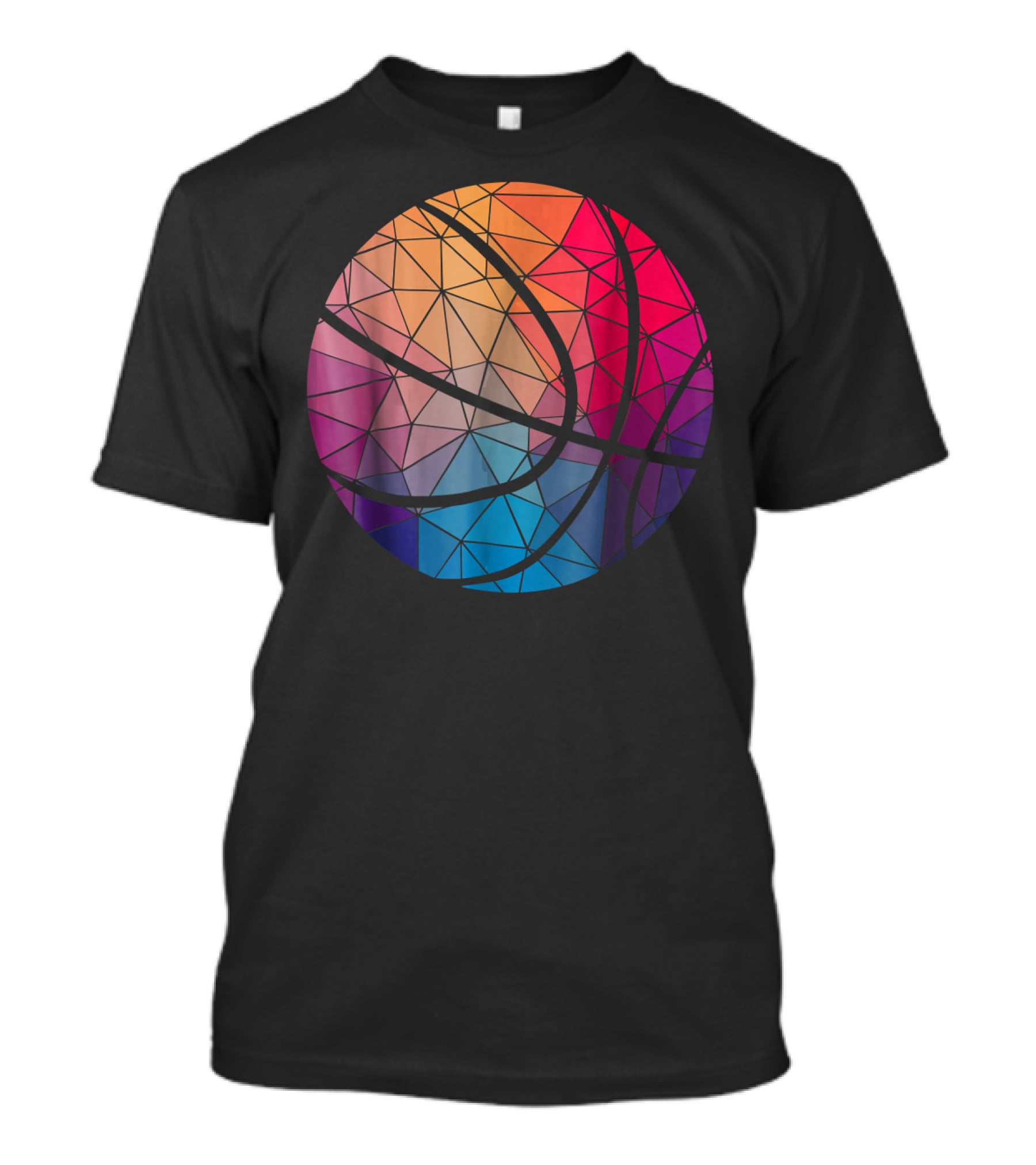 Geometric Cool Rainbow Basketball Shape T-Shirt