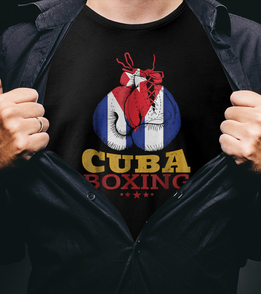 Cuba Boxing Gloves With Cuban Flag And Stars T-Shirt