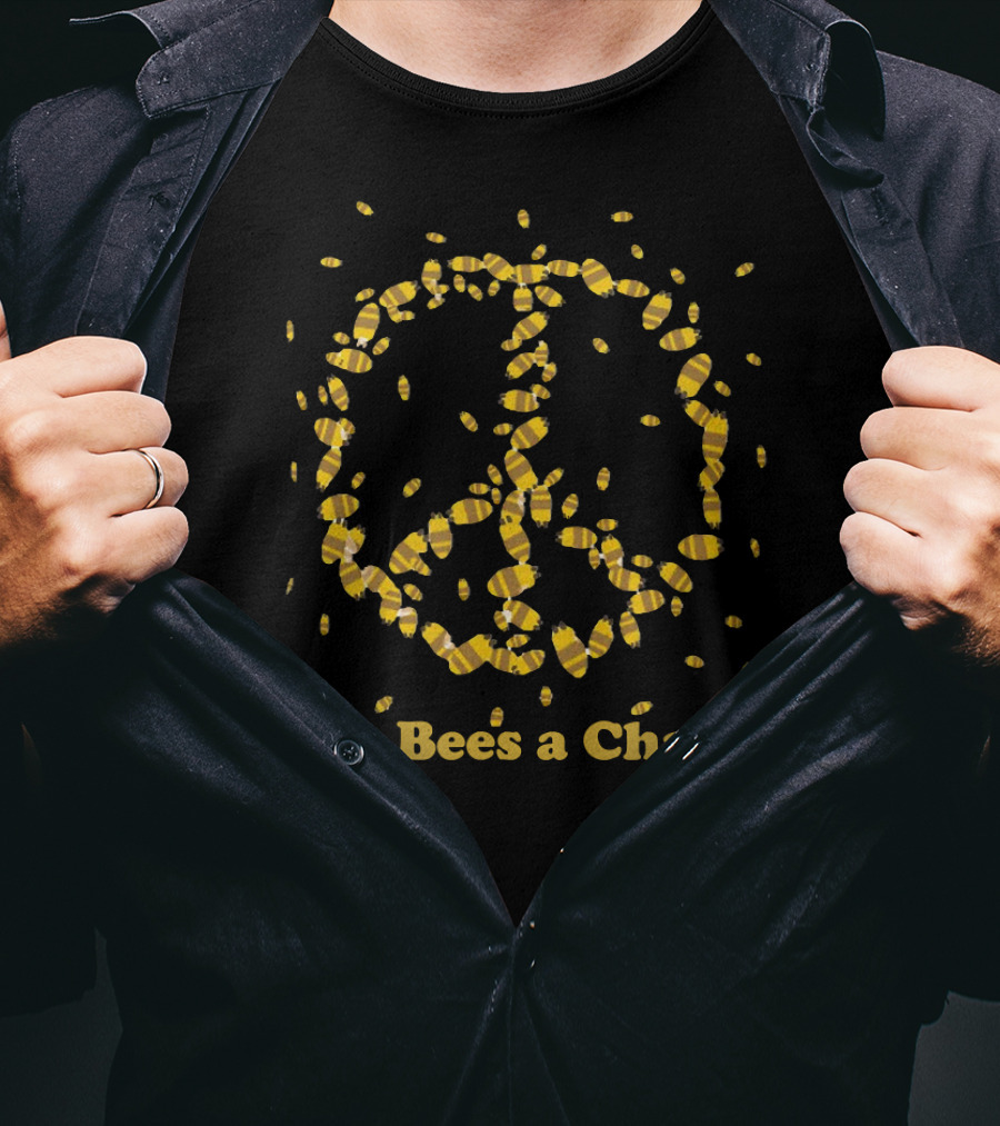 Give Bees A Chance Peace Sign Bee Swarm T-Shirt