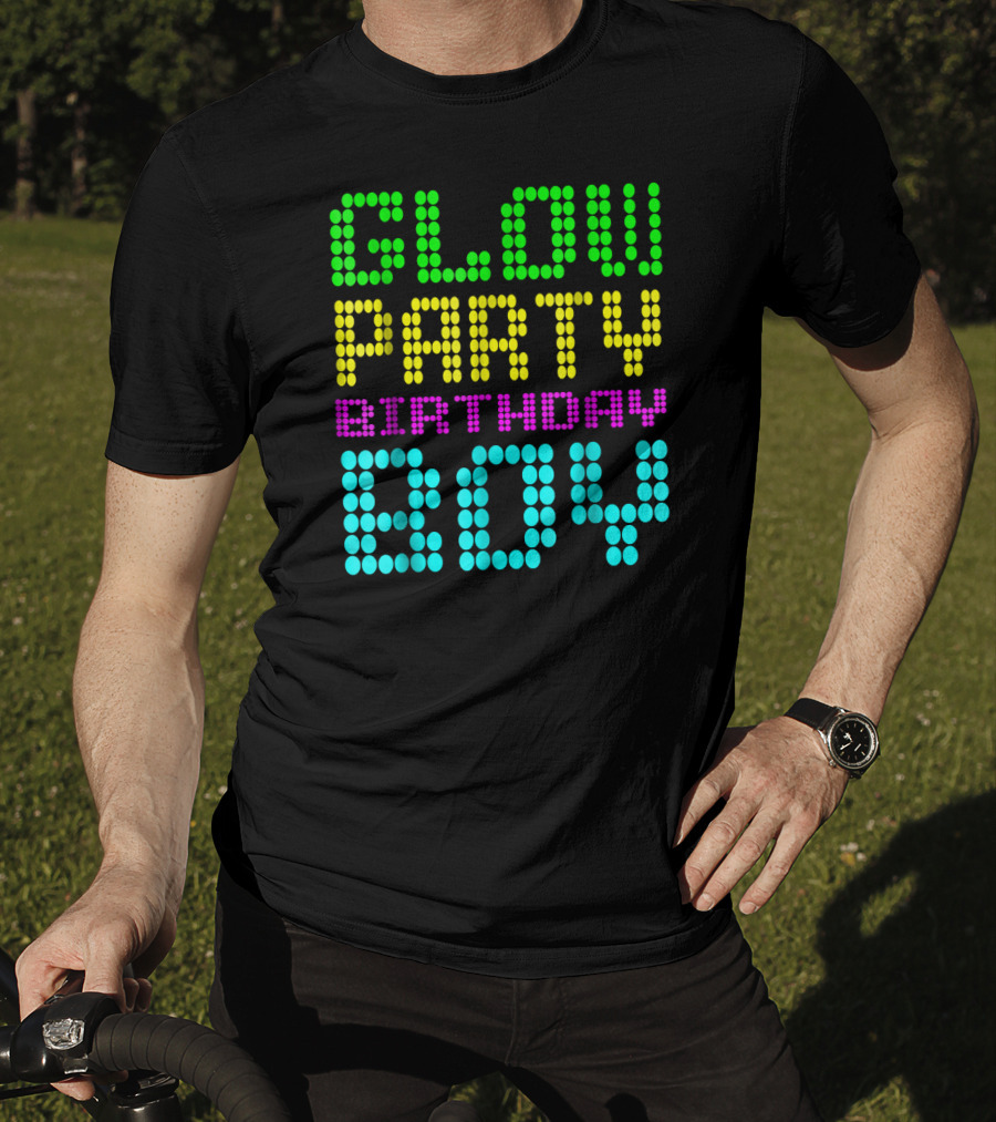 Glow Party Birthday Boy Colorful Dot Text T-Shirt