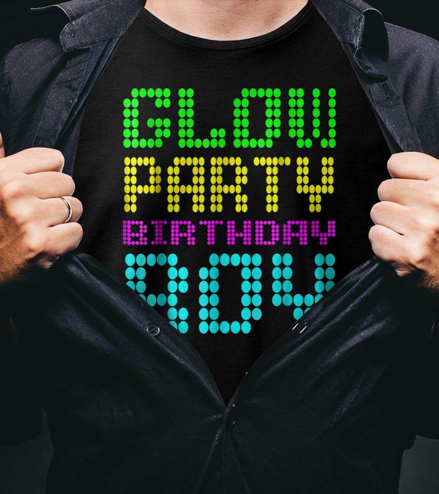 Glow Party Birthday Boy Colorful Dot Text T-Shirt