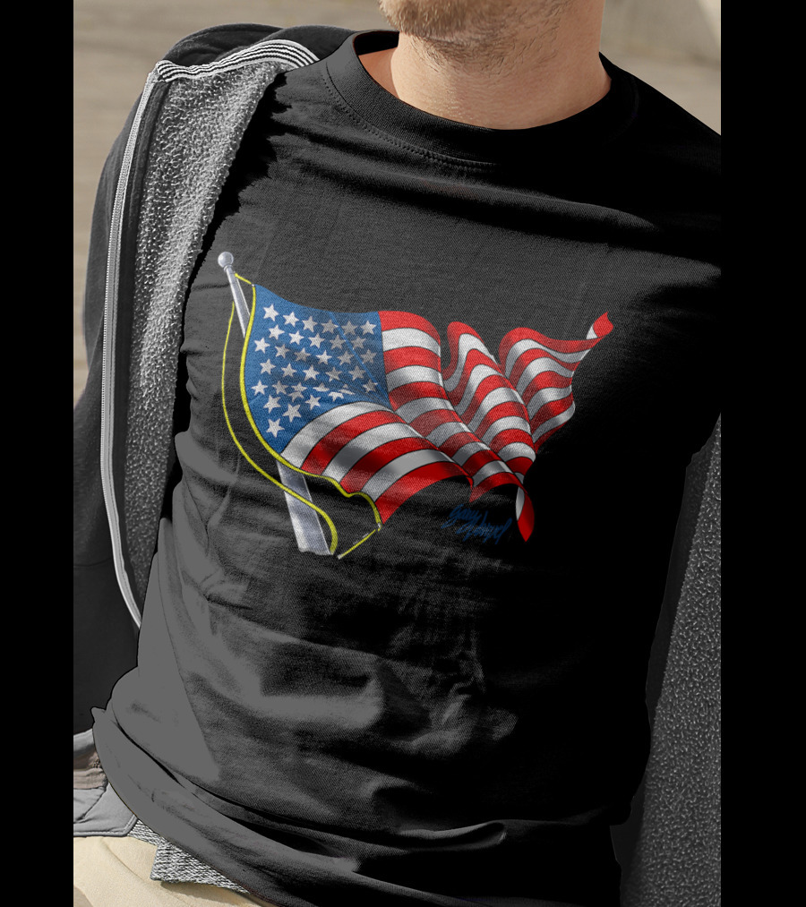 God Bless America Flag Waving T-Shirt
