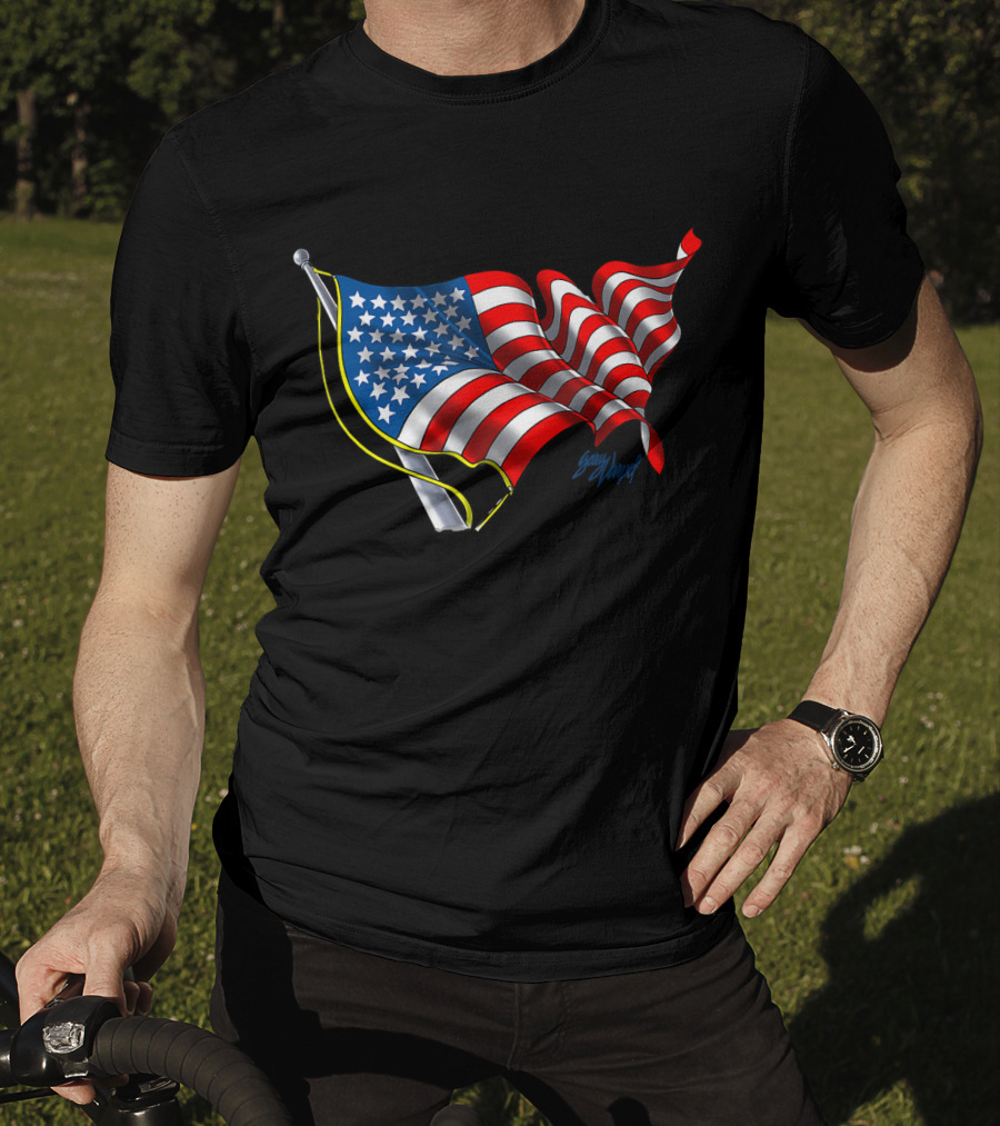 God Bless America Flag Waving T-Shirt