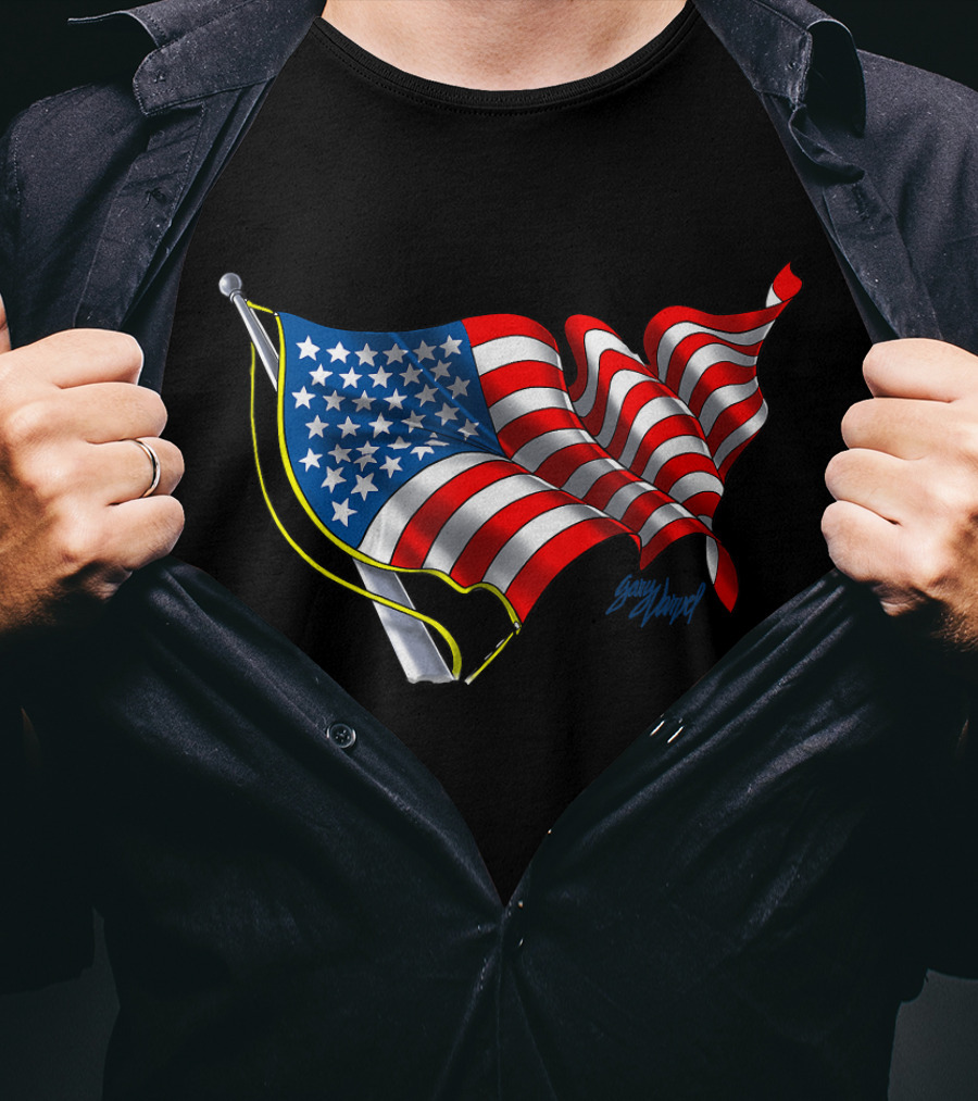 God Bless America Flag Waving T-Shirt