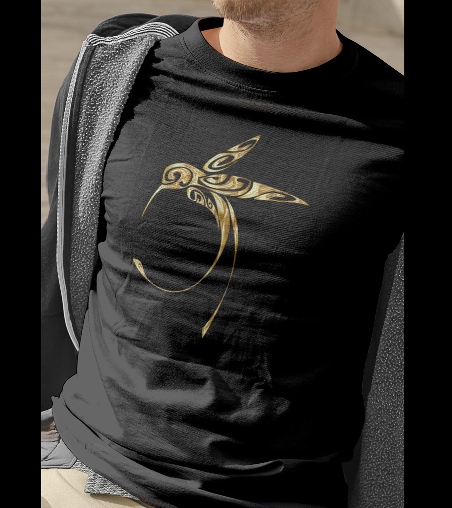 Gold Hummingbird Bird Animal Art Deco T-Shirt