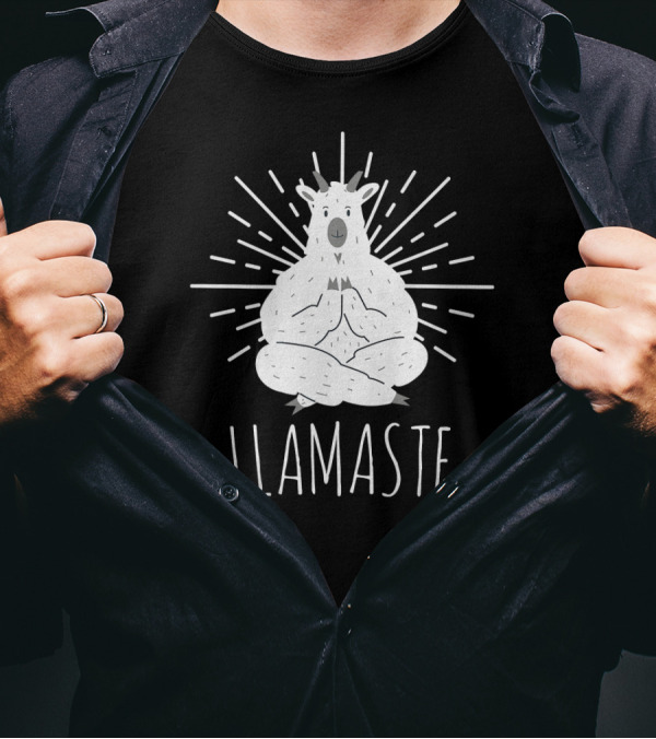 Good Vibes Only Llamaste Yoga Meditation Llama T-Shirt