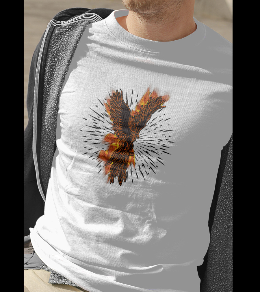 Gothic Burning Phoenix Motorcycle Riders Wil Fire Bird Flames T-Shirt