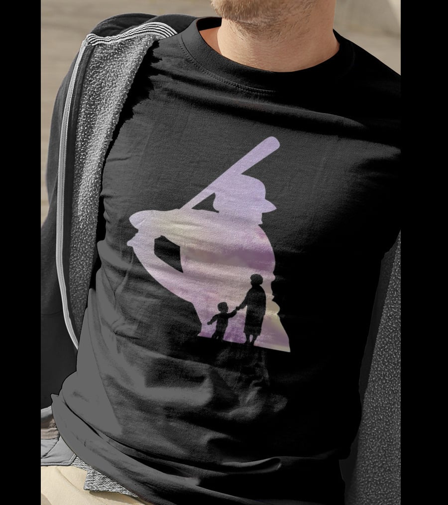 Grandma Behind Every Player Baseball Silhouette With Child Holding Hands T-Shirt